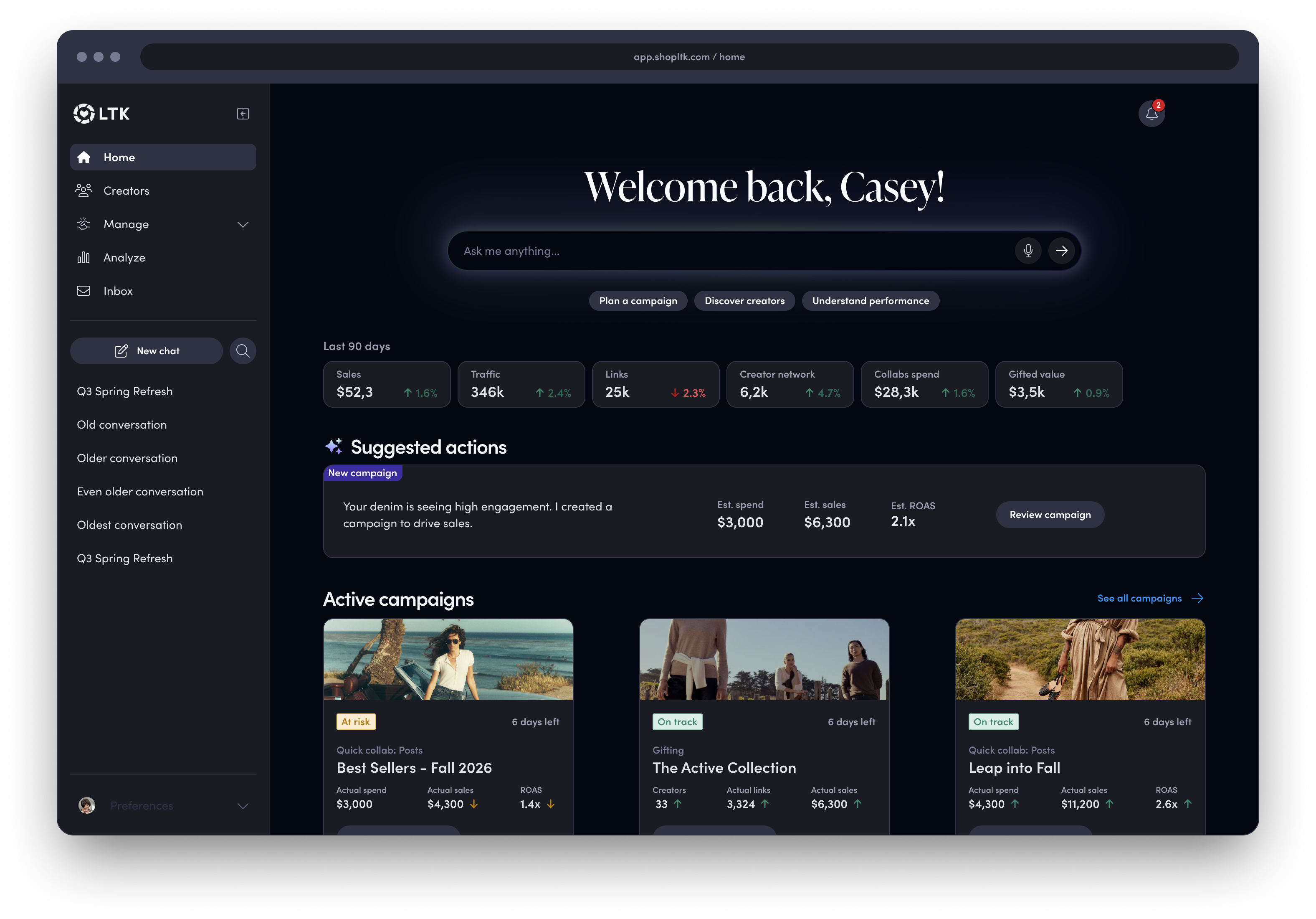Liberty's Runway web design at the 1440 pixel device mode